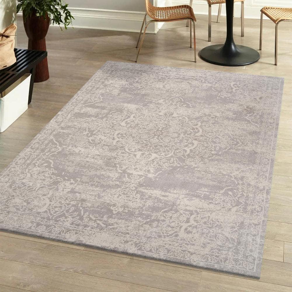 3'x5' Alhambra Ornate Medallion Modern Area Rug, Ivory - JONATHAN Y