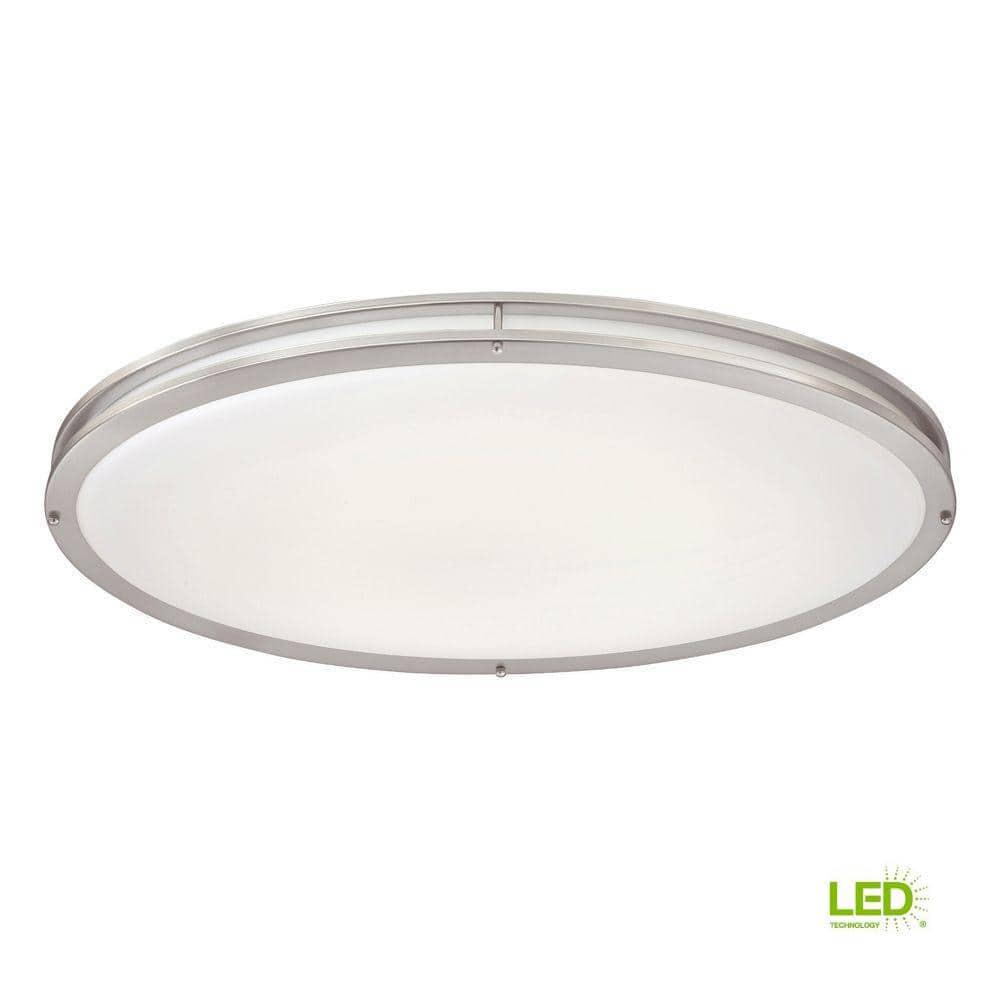 32-Inch Oval Brushed Nickel LED Flush Mount for Indoor/Outdoor