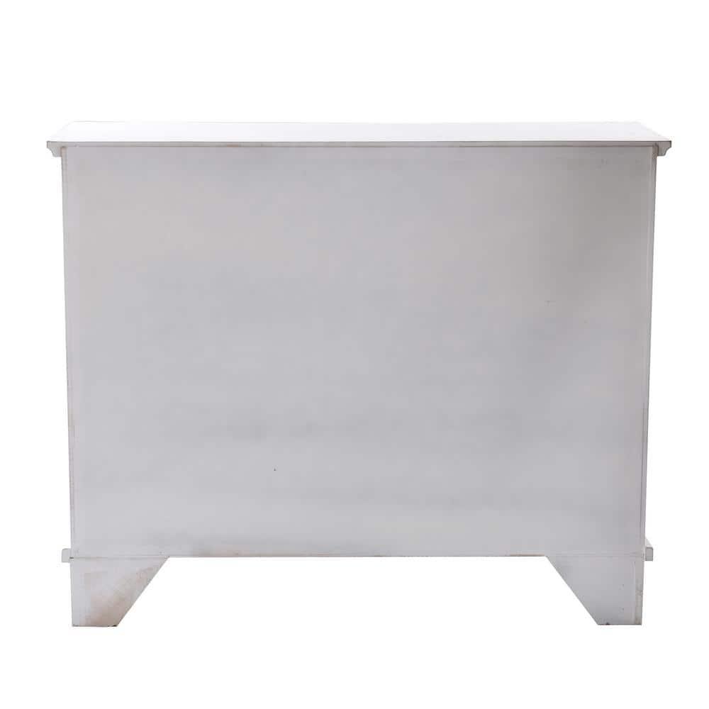 Antique White Distressed 15-Drawer Light Wood Apothecary Cabinet