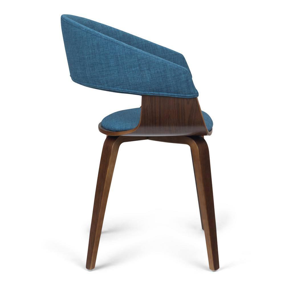 Lowell Bentwood Upholstered Dining Chair with Curved Backrest in Mid-Century Modern Style