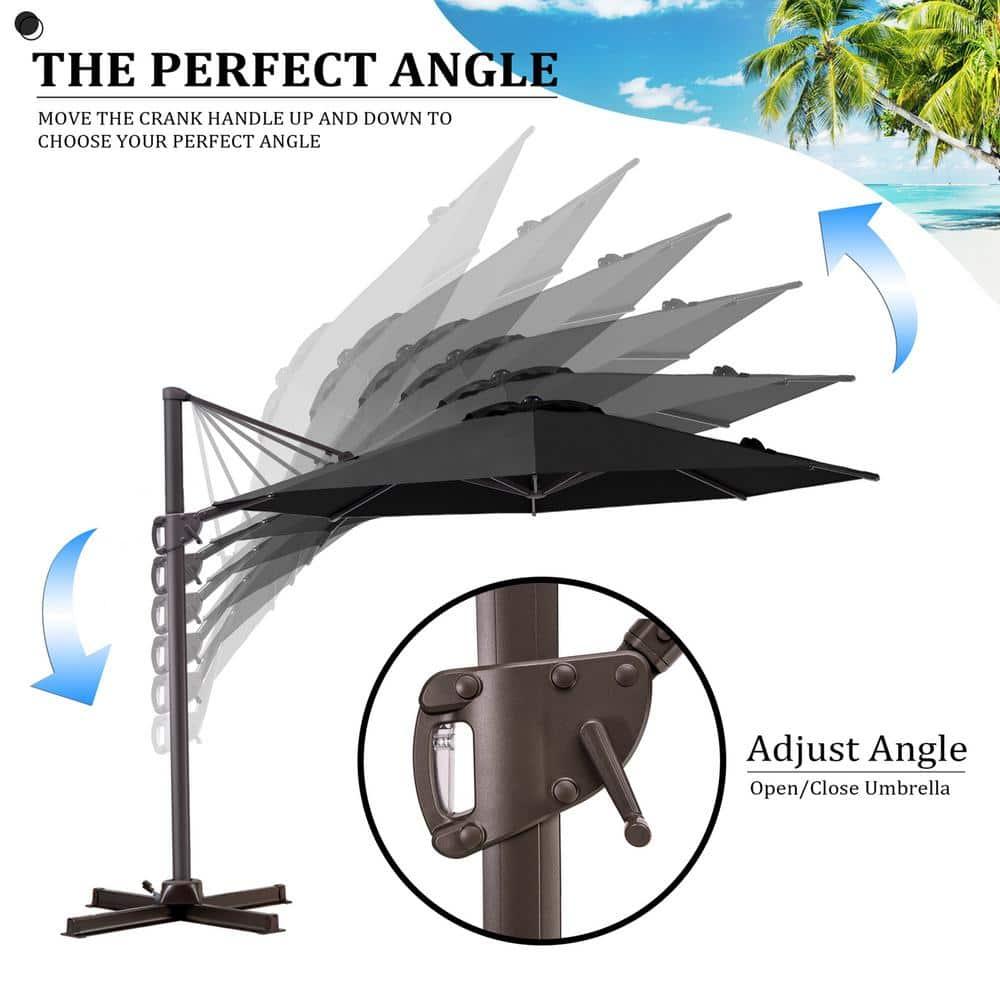 Pellebant  11' Outdoor Patio Cantilever Offset Umbrella Round, Base Not Included Black