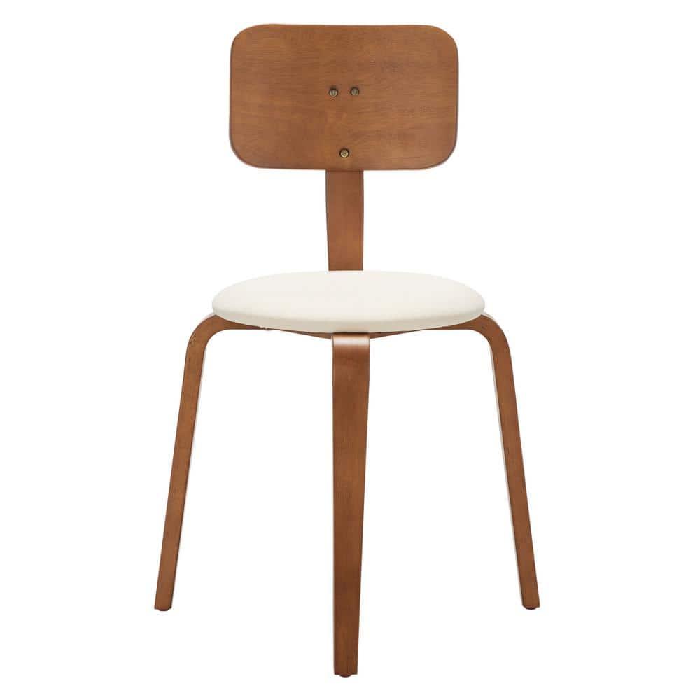 Jo Stackable Upholstered Dining Chairs (Set of 2) - DCH1010 - Walnut/Cream - Safavieh