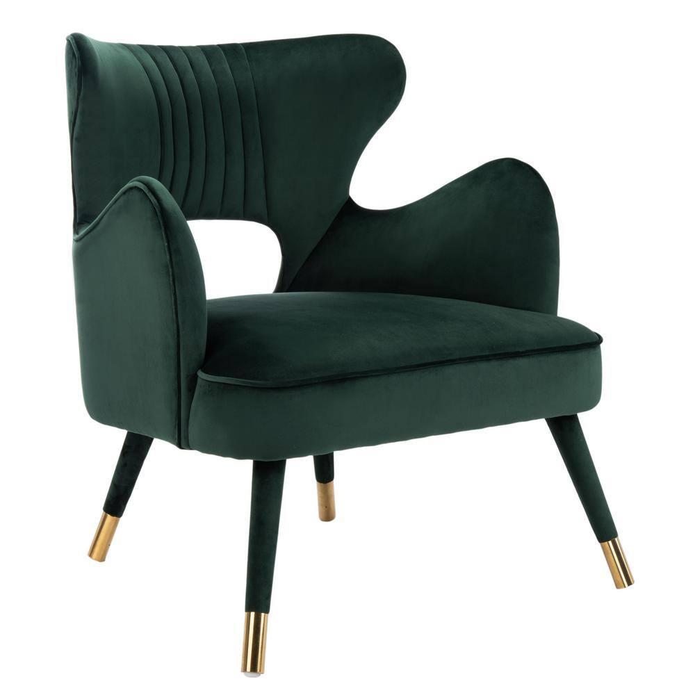 Blair Wingback Accent Chair - ACH4504 - Forest Green/Gold - Safavieh