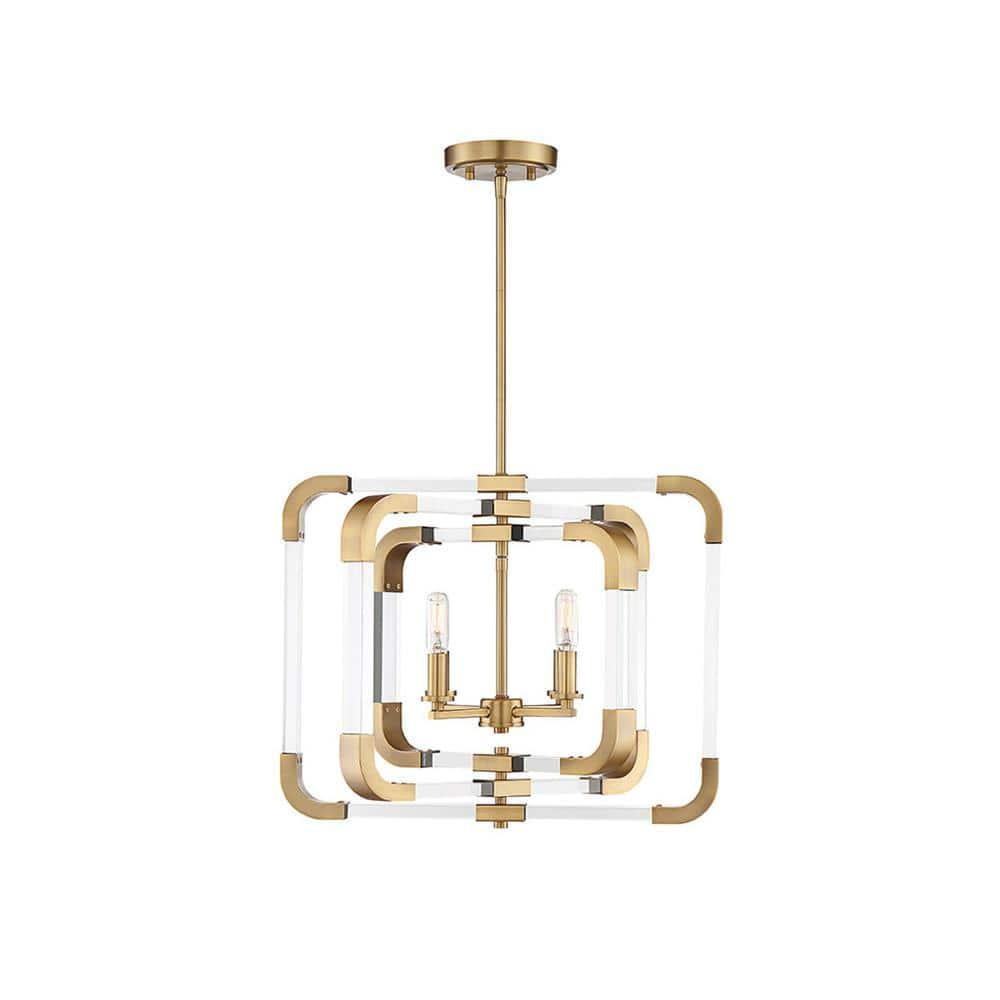 Savoy House Rotterdam 4 - Light Semi-Flush Mount in Warm Brass
