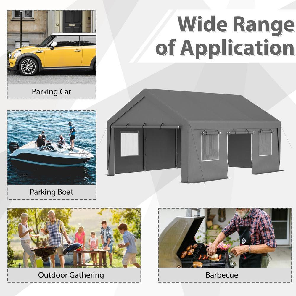 Thanaddo 13 Ft. W x 20 Ft. D Garage Heavy Duty Carport Portable Garage Storage Shed Canopy