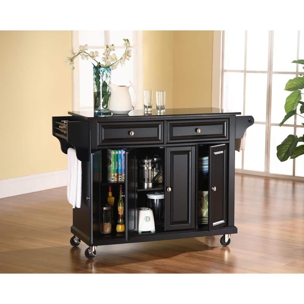 Crosley Furniture  Solid Granite Top Kitchen Cart-Island - Black