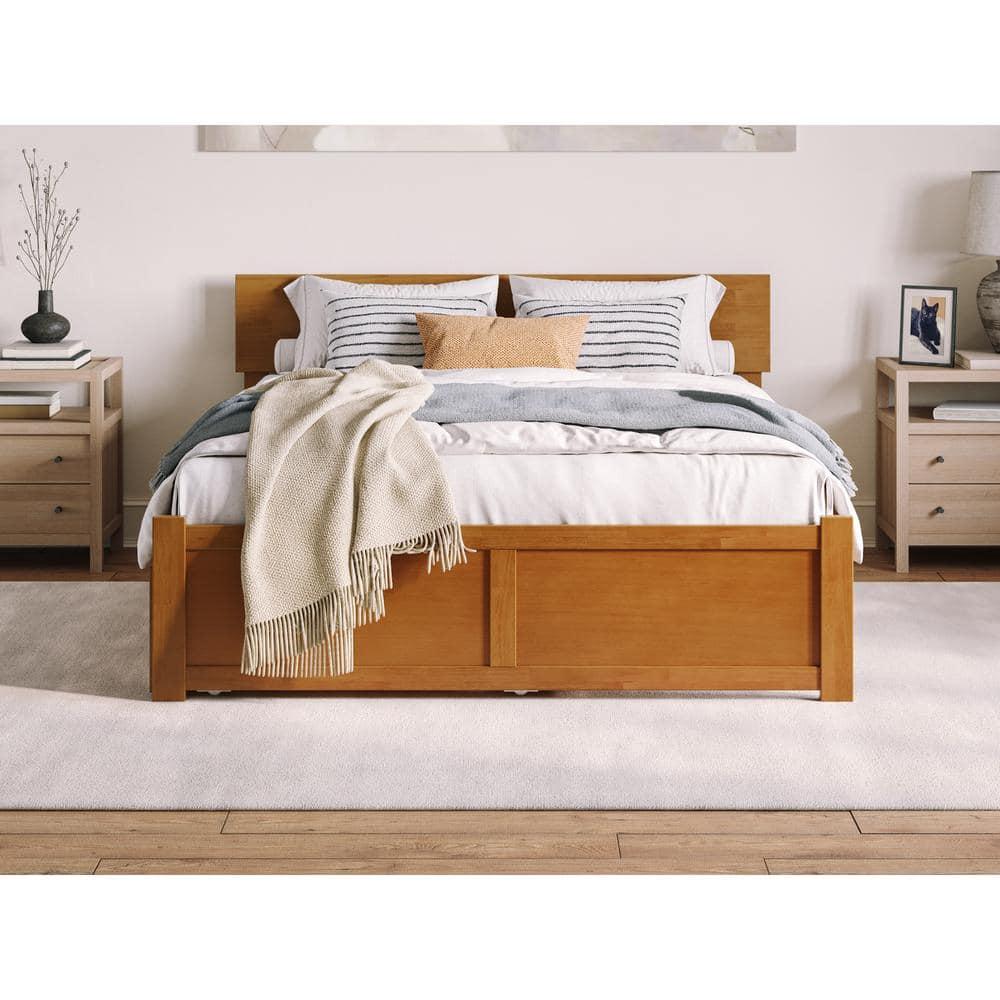 AFI Furnishings Orlando Solid Wood Platform Bed with Panel Footboard & Trundle