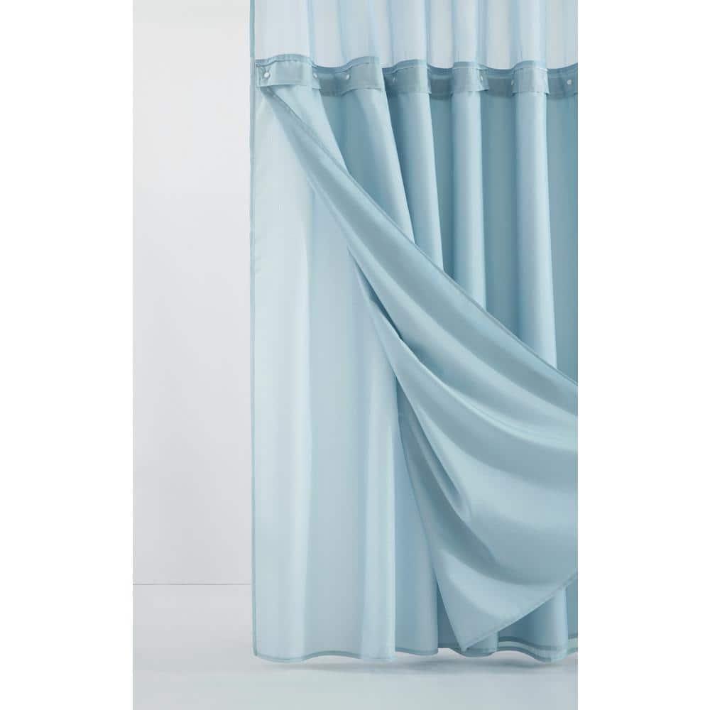 Dainty Home Complete Shower Curtain With Detachable Liner - Sky Blue
