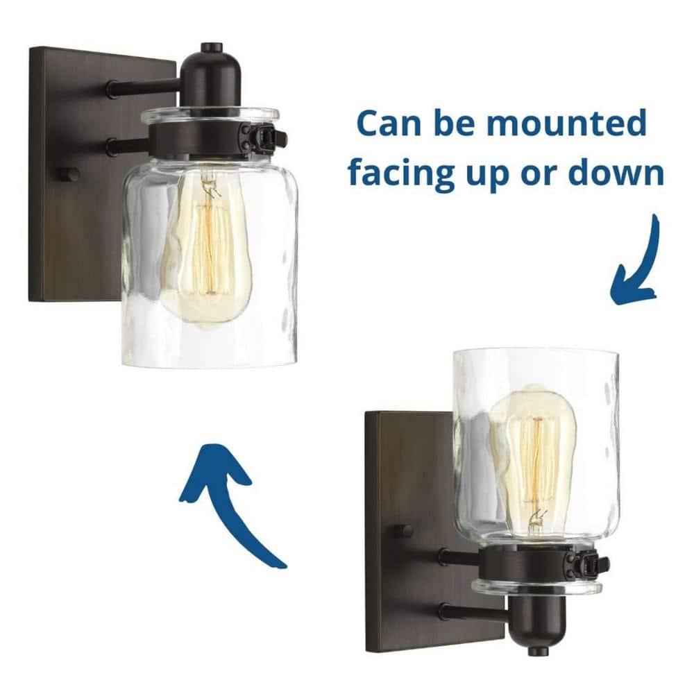 Progress Lighting Calhoun 1-Light Bath & Vanity, Steel, Antique Bronze, Clear Glass Shade