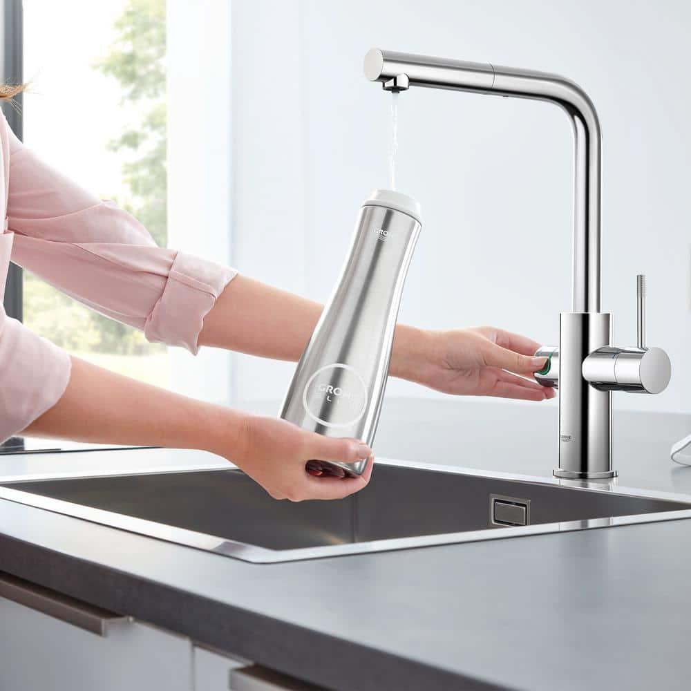 Blue Pull Out Single Handle Kitchen Faucet with Accessories