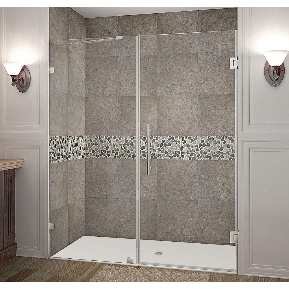 Aston Nautis 72" H Hinged Frameless Shower Door SDR985-SS-65-10