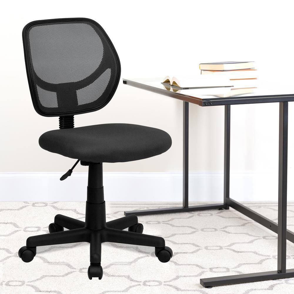 Flash Furniture Low Back Gray Mesh Swivel Task Office Chair with Curved Square Back