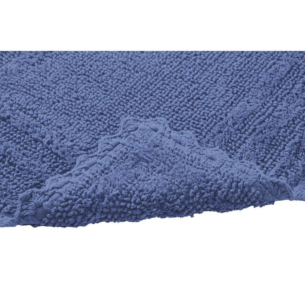 Better Trends Lilly Crochet 100% Cotton Tufted Reversible Bath Rug 24" x 40" Rectangle - Blue