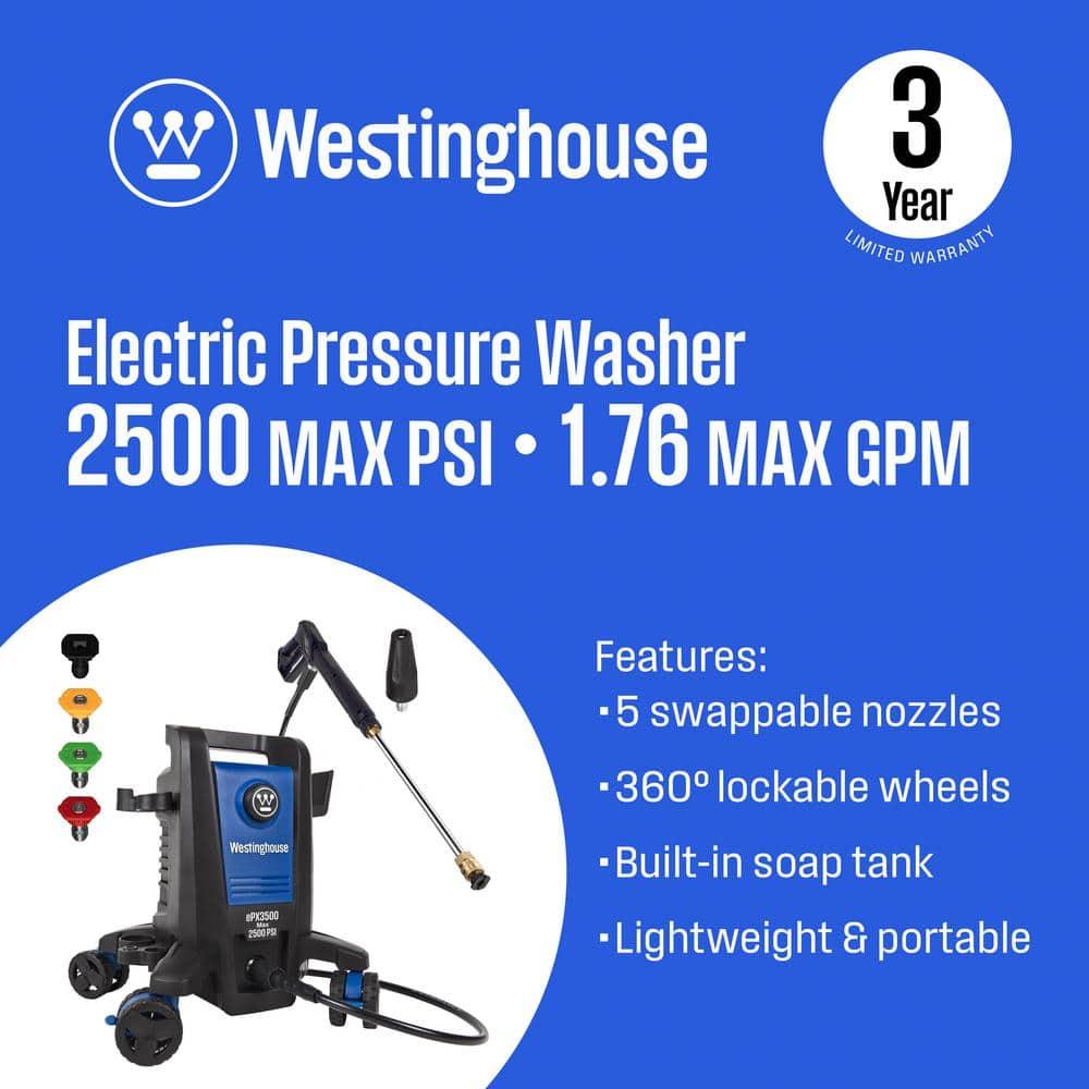 Westinghouse Electric Pressure Washer 2500-PSI, 1.76-GPM, Soap Tank, 5 Nozzles