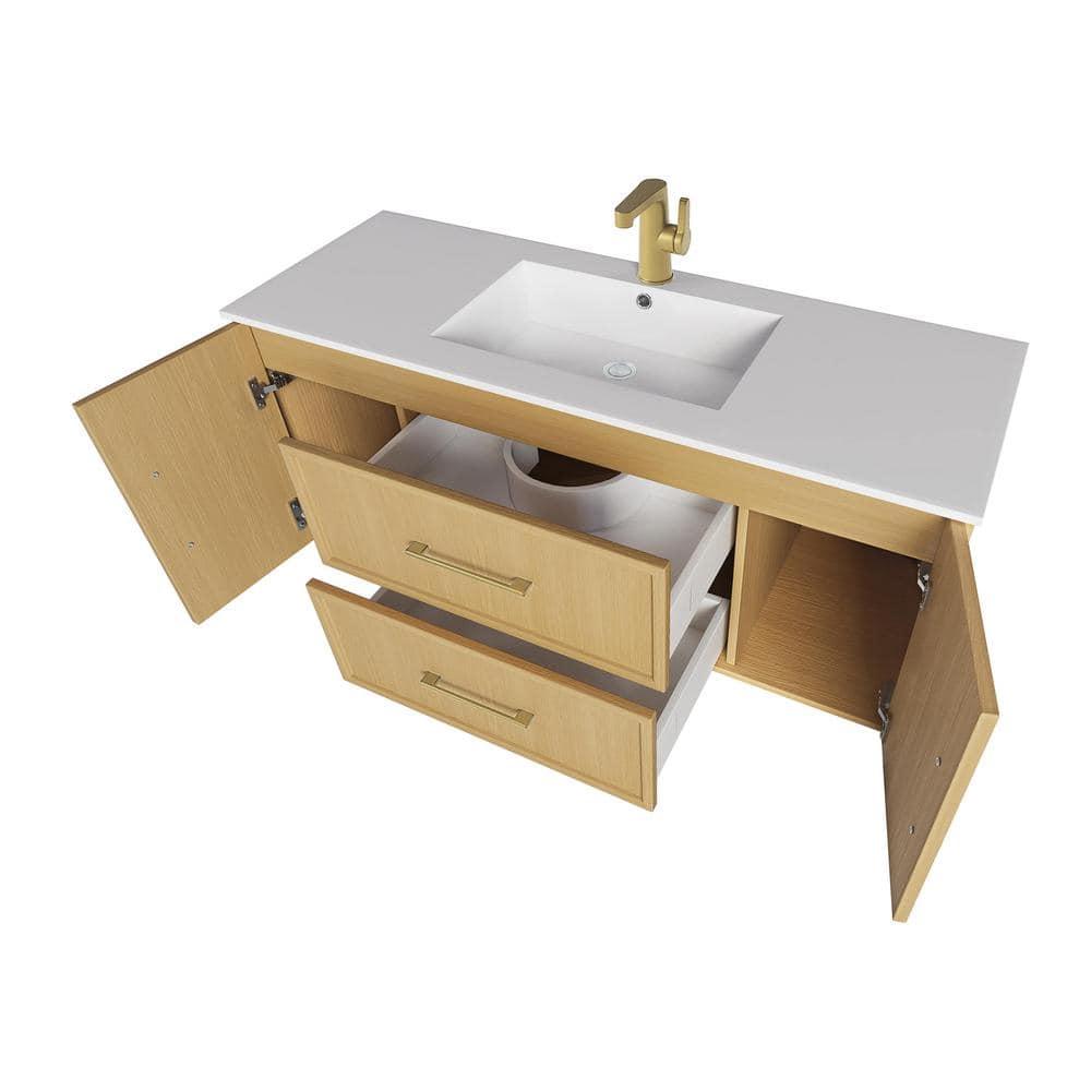 Cassidy 48" Wall Mounted Bathroom Vanity with Cultured Marble Top and Integrated Sink