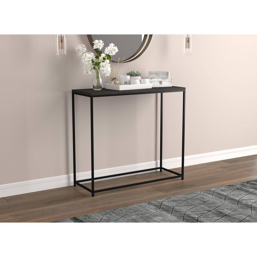 31 in. Dark Grey Rectangle Wood Console Table