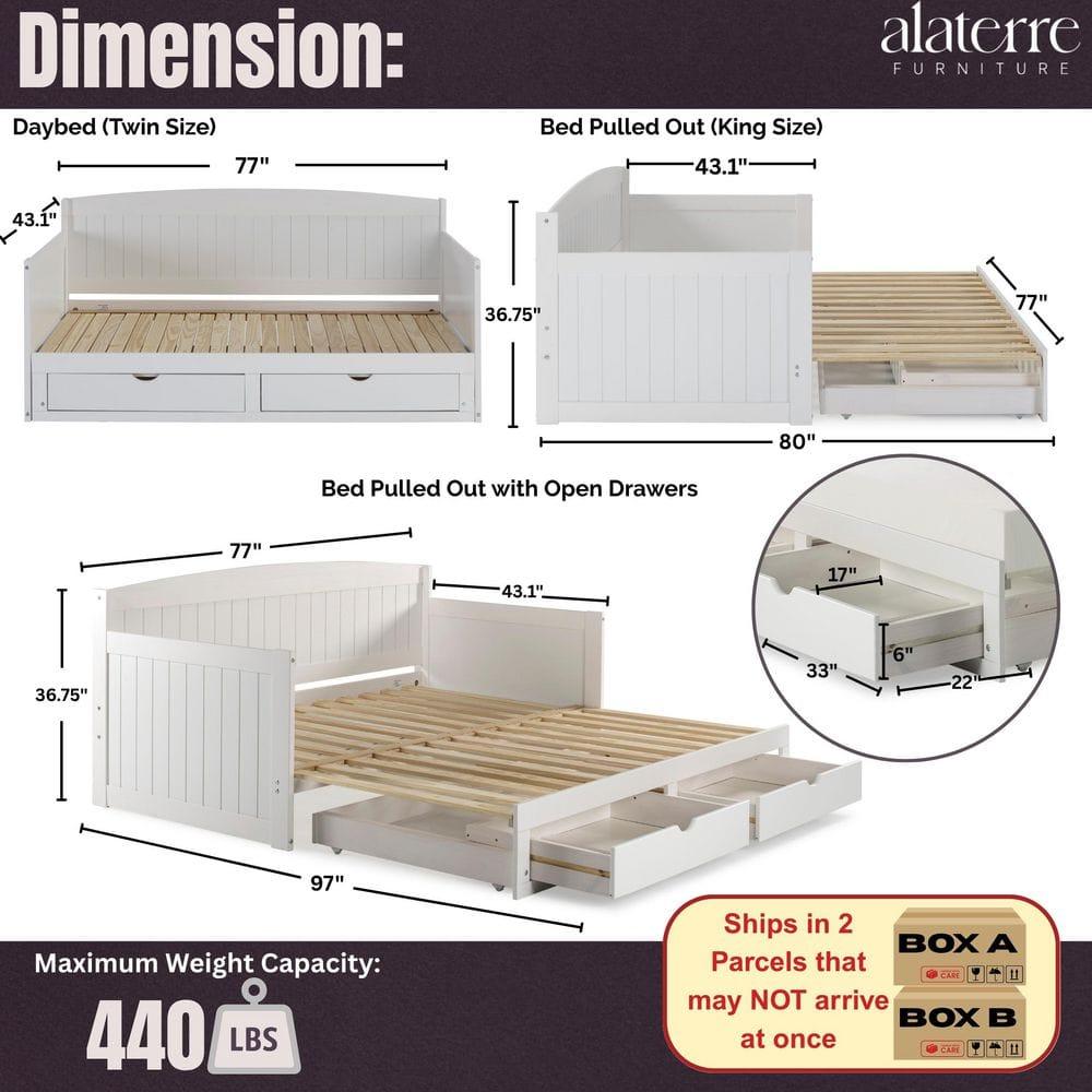 Alaterre Furniture King Harmony Kids' Daybed with Conversion White