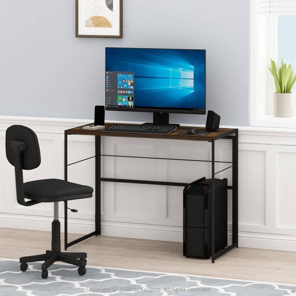 Furinno Riau No Tool Metal Frame Computer Desk, Sonoma Oak/Black