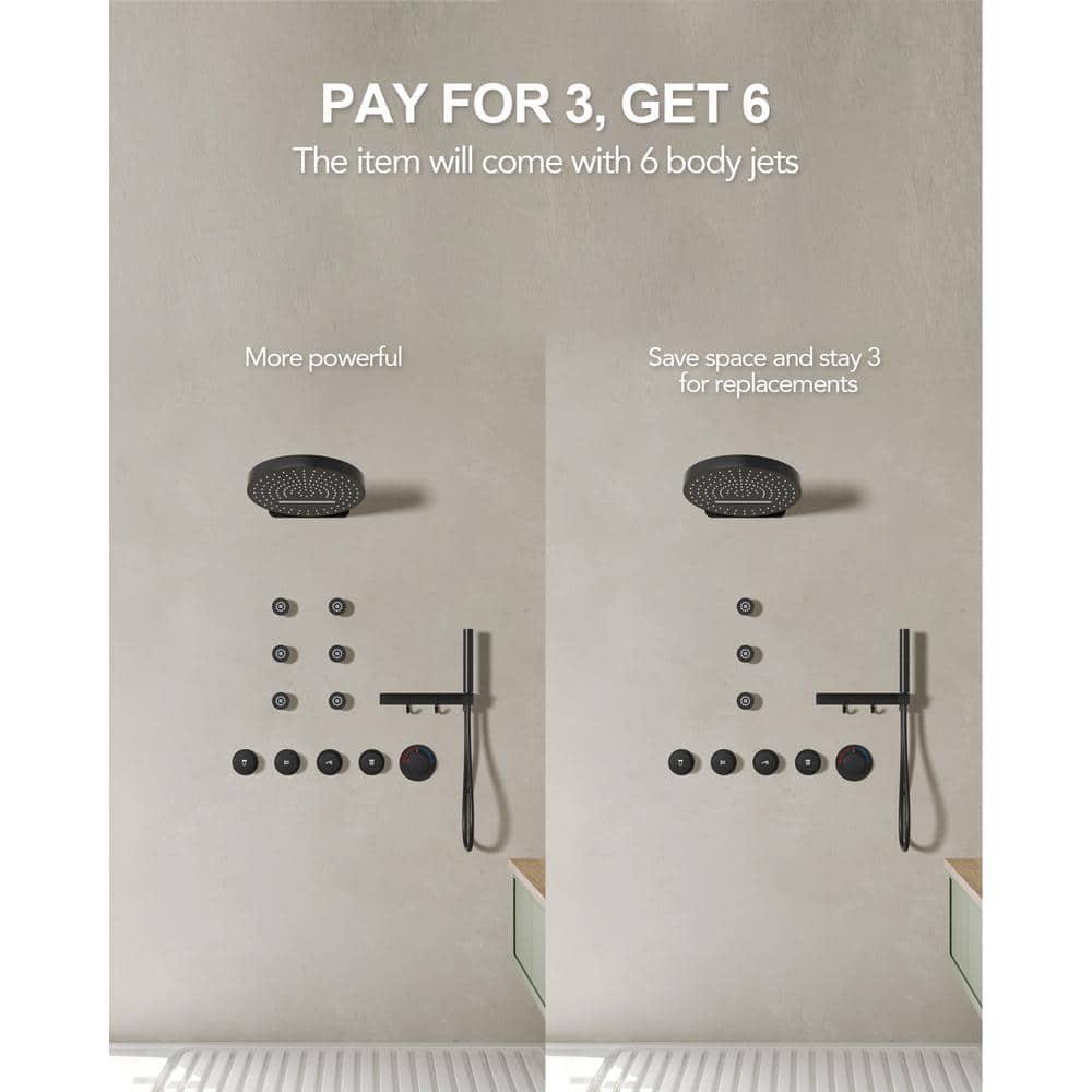 Wall Mounted Dual Thermostatic Shower Shower Faucet Set ,Waterfall & Rainfall Shower Head with Rough-In Valve