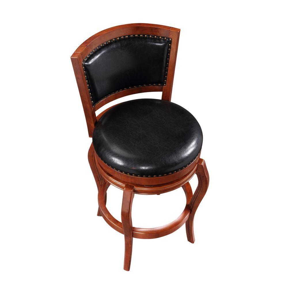 29" Harris Memory Swivel Barstool Hardwood/Cherry - Boraam: Upholstered, Nailhead, 300lb Capacity