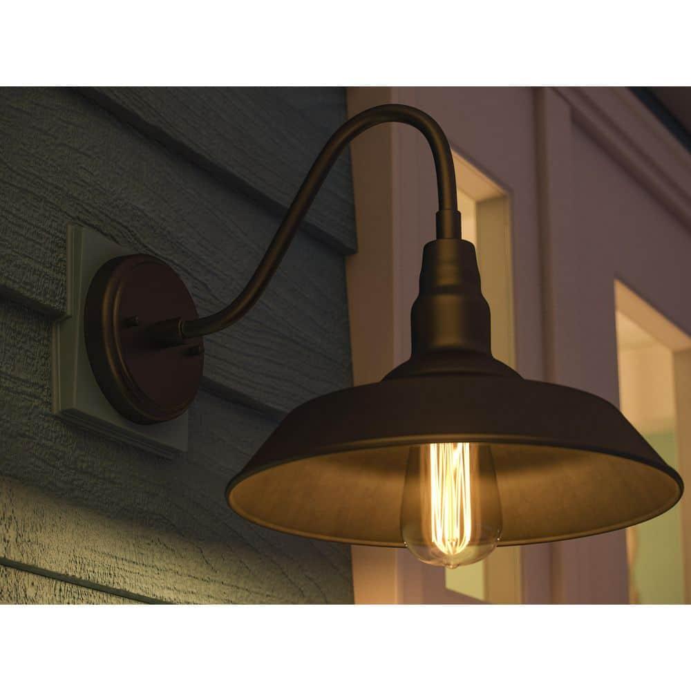 Barnes 10 in. Black Outdoor Hardwired Lantern Sconce