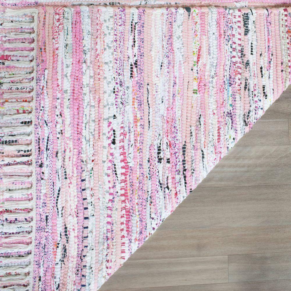 Rag Area Rug RAR125 Hand Woven Area Rug - Light Pink/Multi - 8'x10' - Safavieh.