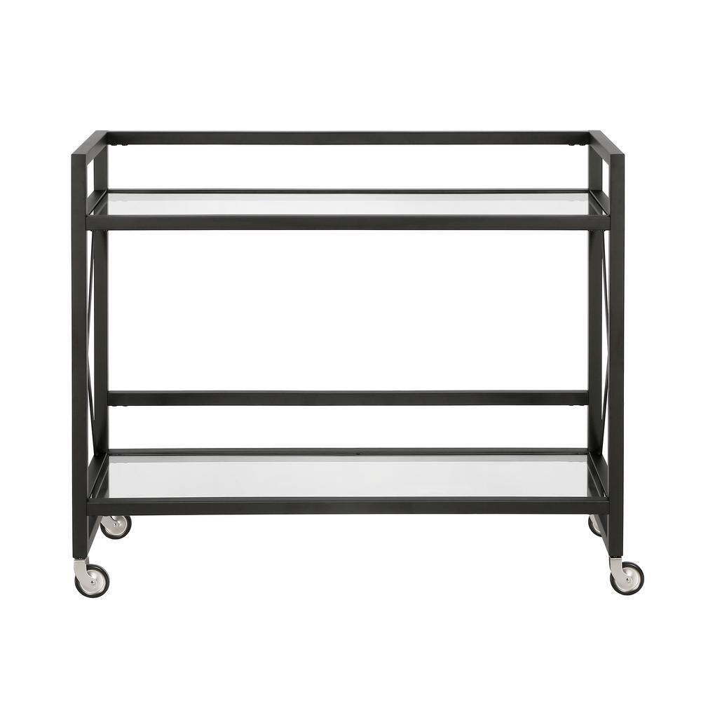 Evelyn&Zoe 38" Blackened Bronze Metal/Glass Bar Cart