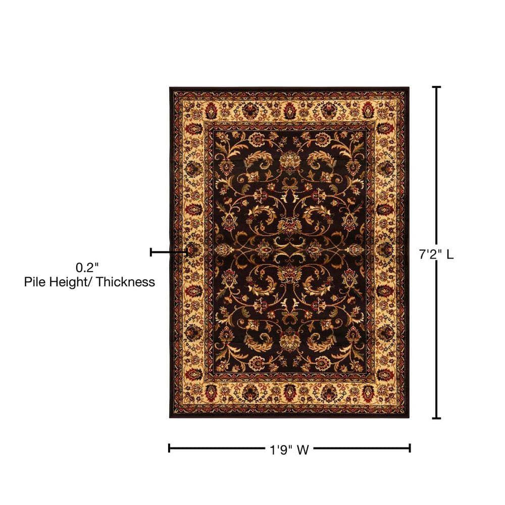 Home Dynamix Royalty Elati Traditional Ornate Damask Runner Area Rug, Brown/Ivory, 1'9"x7'2"