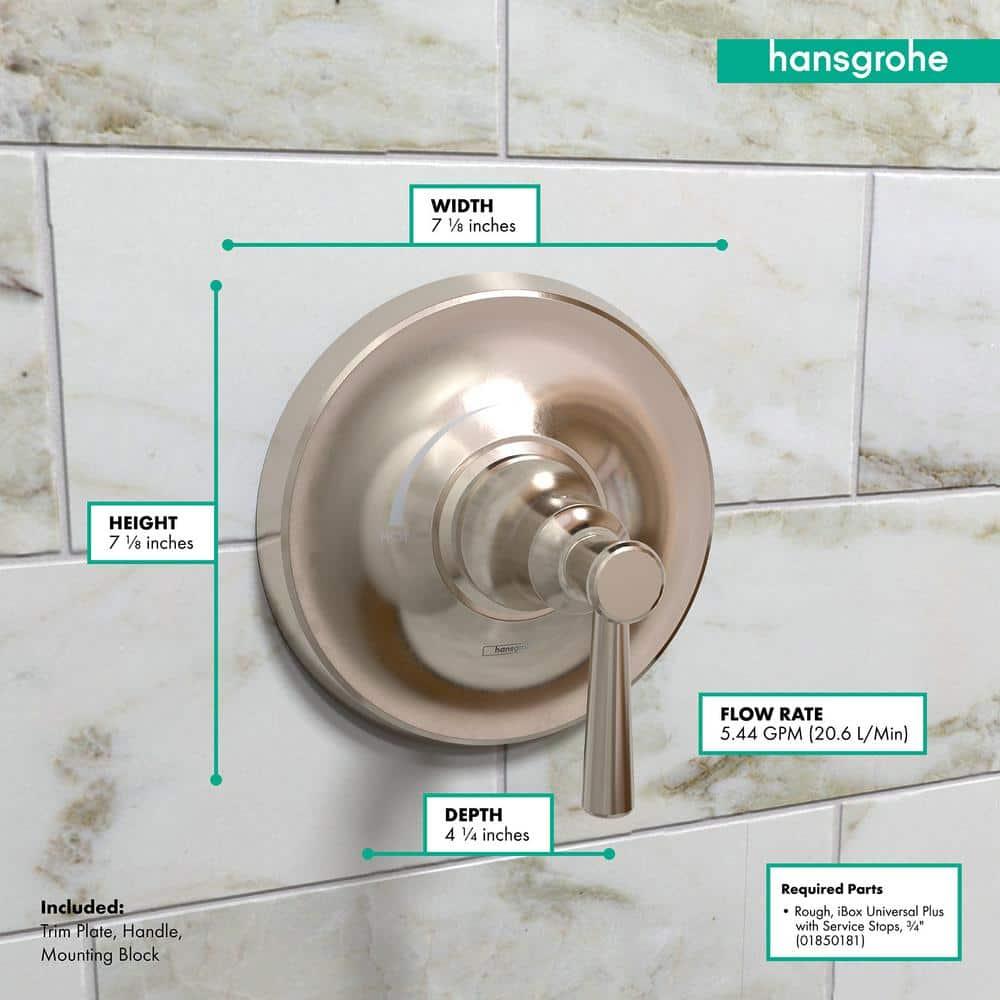 Hansgrohe Joleena Transitional 1-Handle 7-Inch Wide Pressure/ Shower Balance Valve Trim Only In Chrome, 04779000