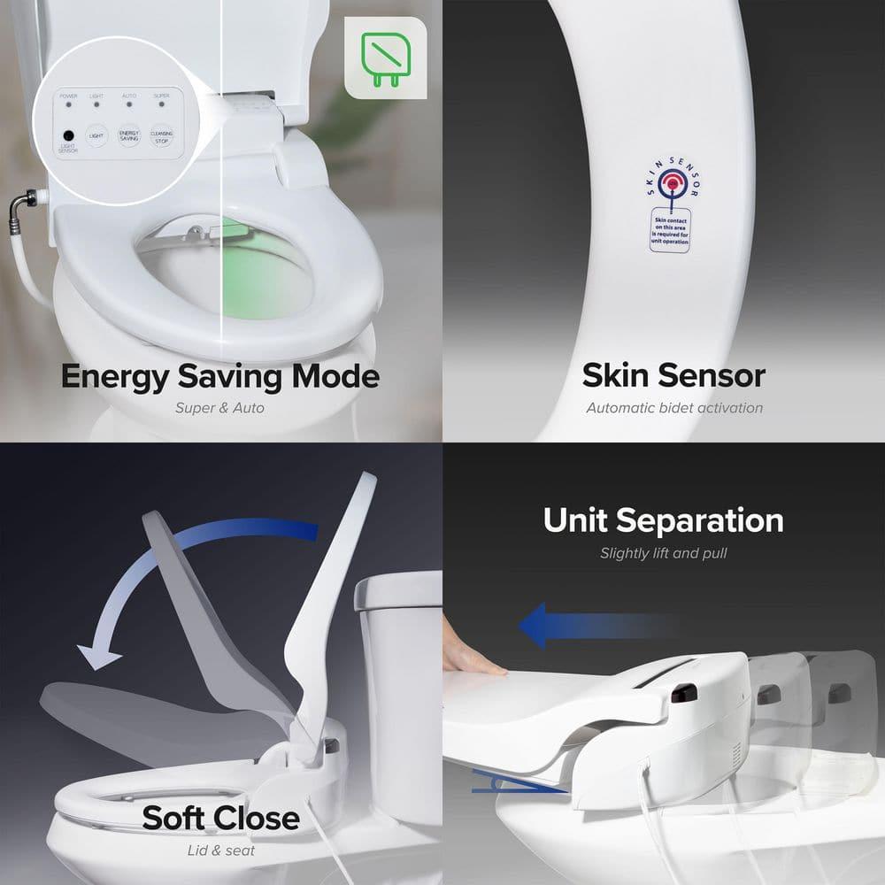SB-2400ER Electric Bidet Toilet Seat for French Curve and Elongated Toilets White - SmartBidet: Heated, Polypropylene with Warmer Function