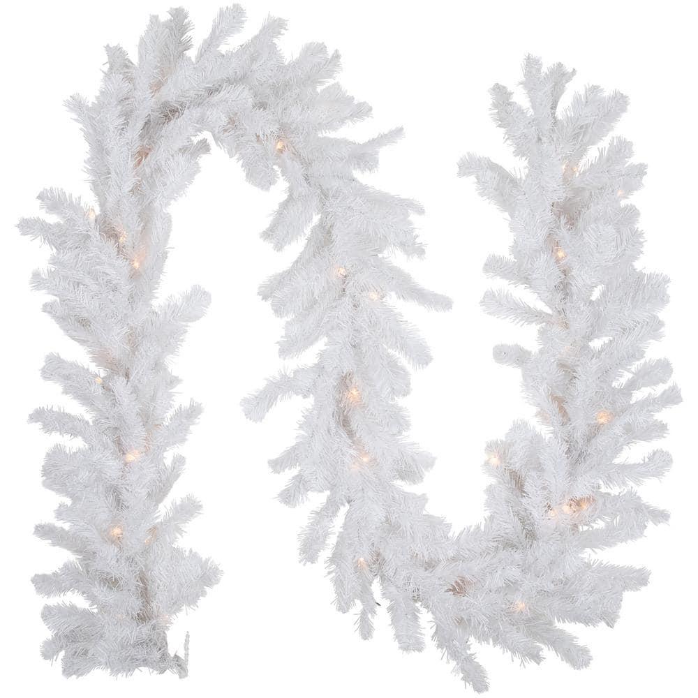 Northlight Seasonal 50' x 10" Pre-Lit Commercial Length Snow White Christmas Garland Clear Lights