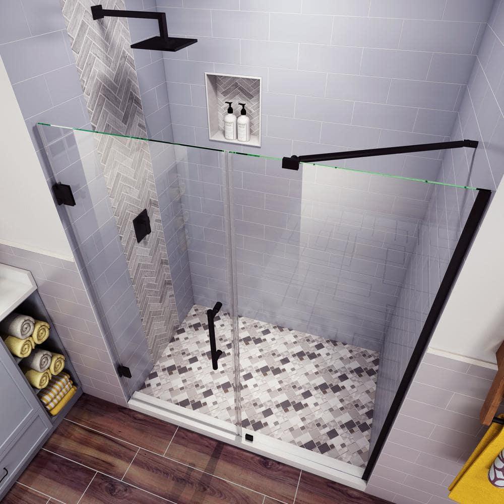 Belmore 62" W x 72" H Hinged Frameless Shower Door