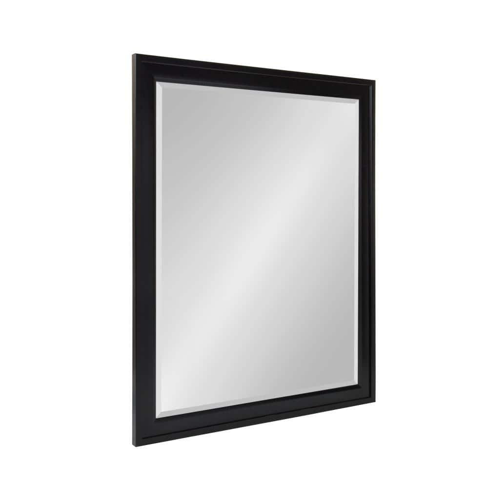 28" x 40" Bosc Framed Wall Mirror Black - DesignOvation: Modern Rectangular Decor, No Assembly Required