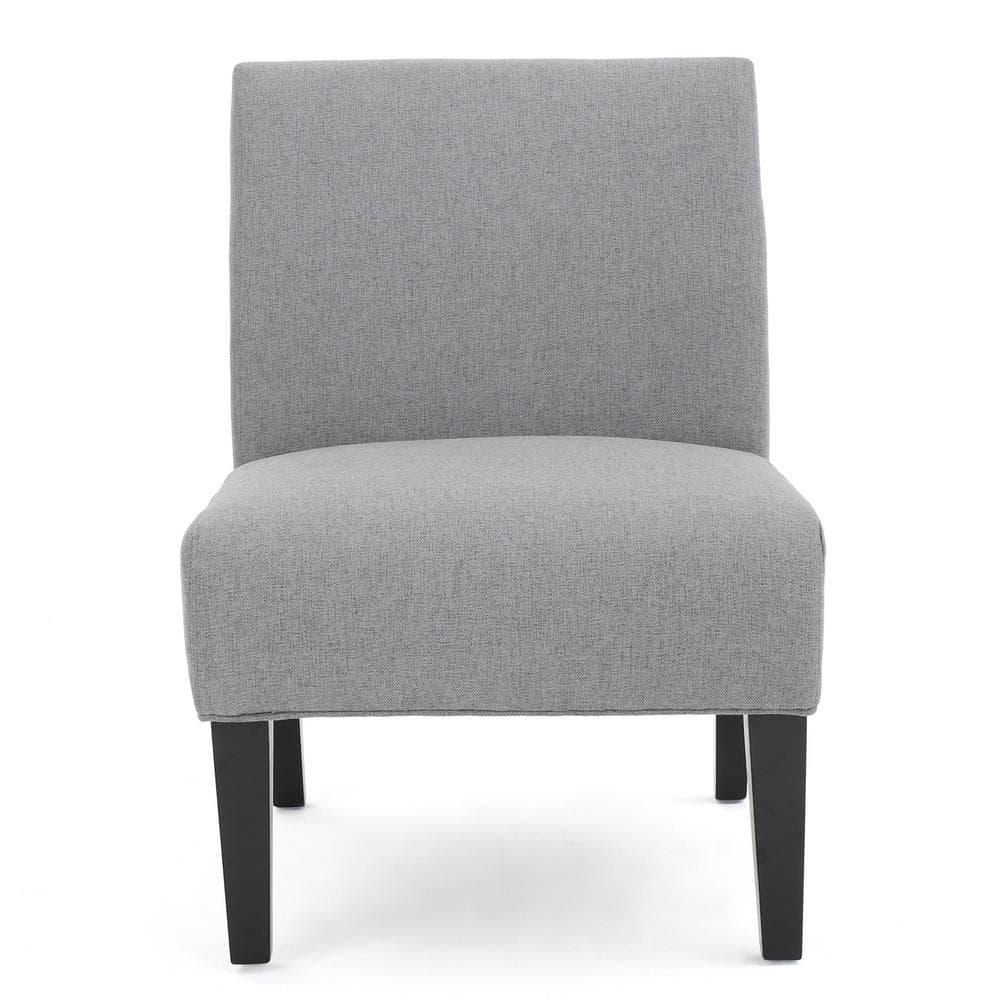 Modern Gray Fabric Armless Slipper Accent Chair with Wood Frame