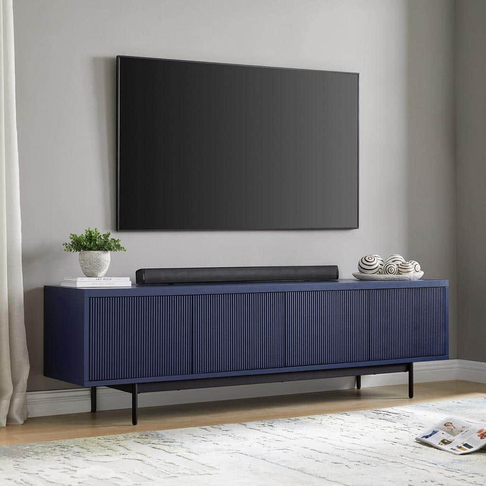 Evelyn&Zoe Whitman Rectangular TV Stand for TV's up to 75", Dark Blue