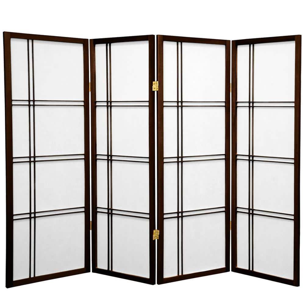 4 ft. Short Double Cross Shoji Screen - Walnut - 4 Panels