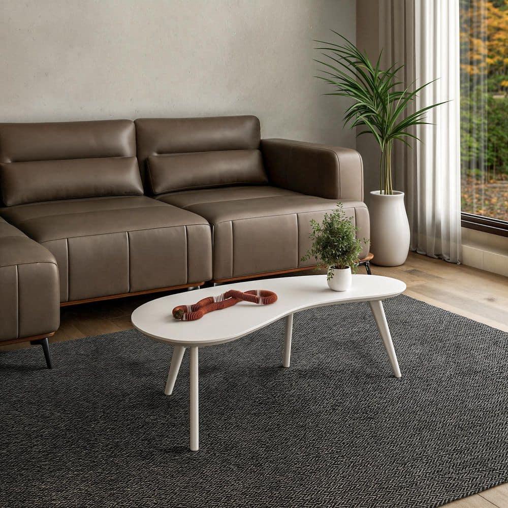 Camaflexi Mid Century Modern Coffee Table Small Tabletop Wood Coffee Desk, White