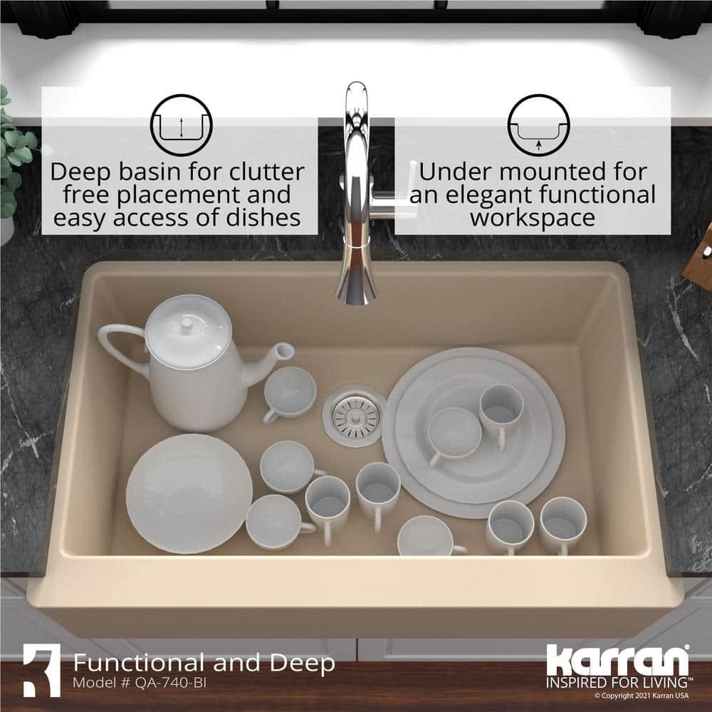 Karran Farmhouse/Apron-Front Quartz Composite 34'' X 21-1/4'' Single Bowl Kitchen Sink