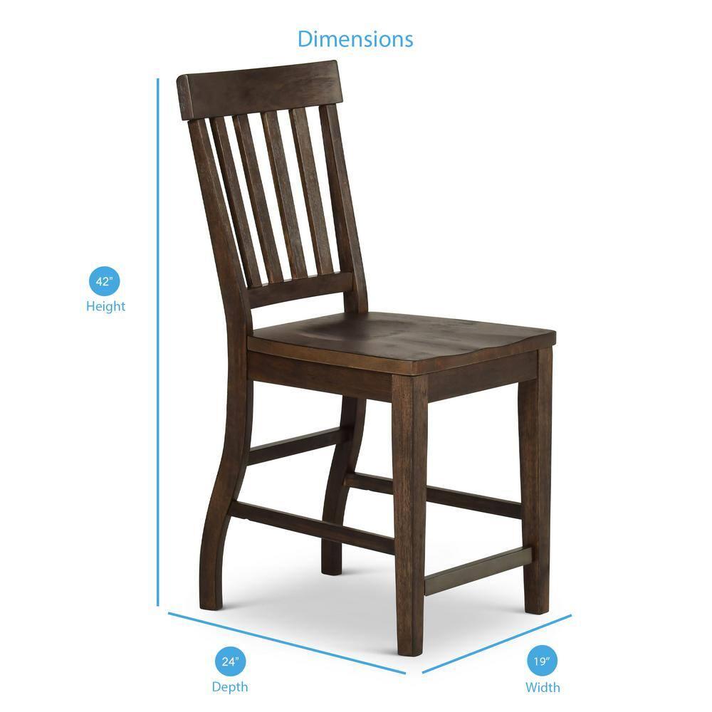 Steve Silver Set of 2 Cayla Counter Height Barstools Dark Oak: Wood Frame, Slat Back Design, CSA Certified