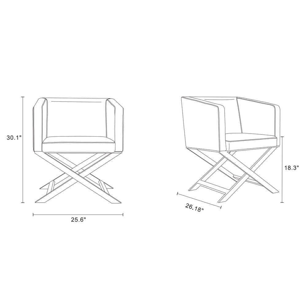 Set of 2 Hollywood Faux Leather Lounge Accent Chairs Orange - Manhattan Comfort: Chrome-Finished Metal, No Assembly Required