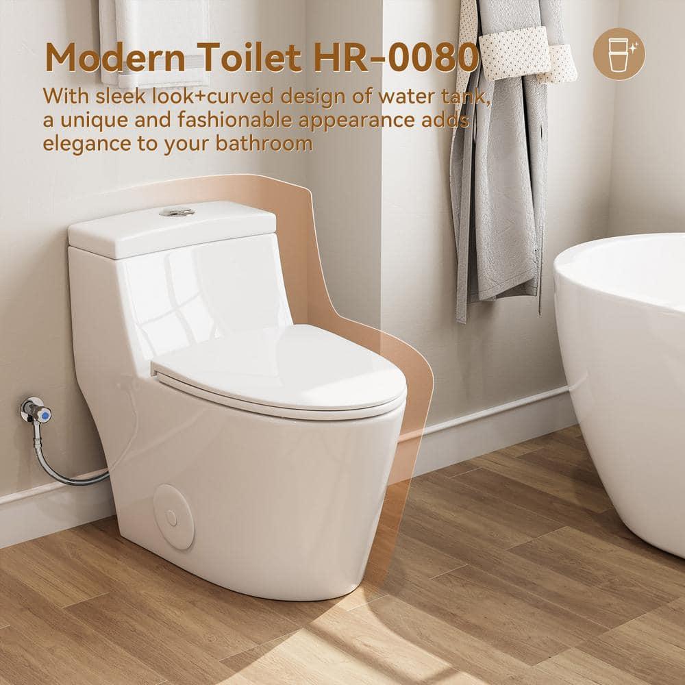 Greta Tornado Powerful Flush One-Piece Toilet, 1.28 GPF Elongated Floor Mounted