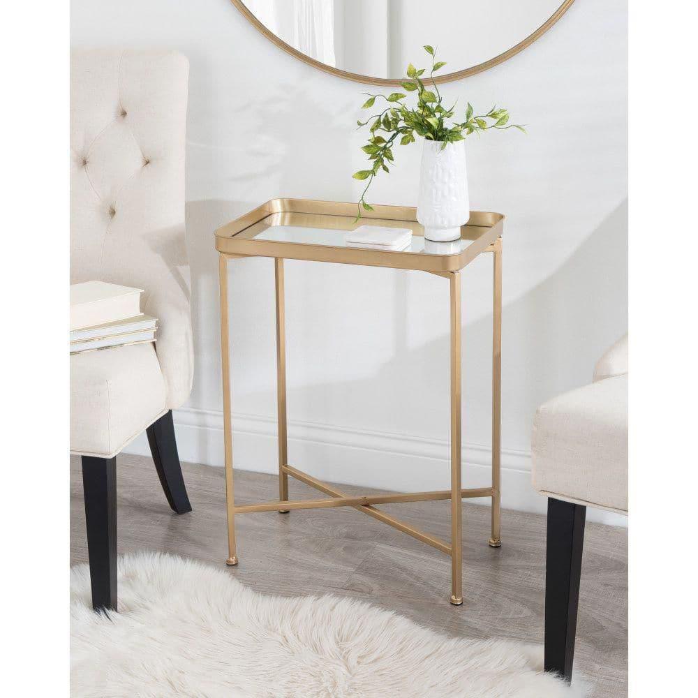 Kate and Laurel Celia Rectangle Metal Side Table, 18x12x26, Gold