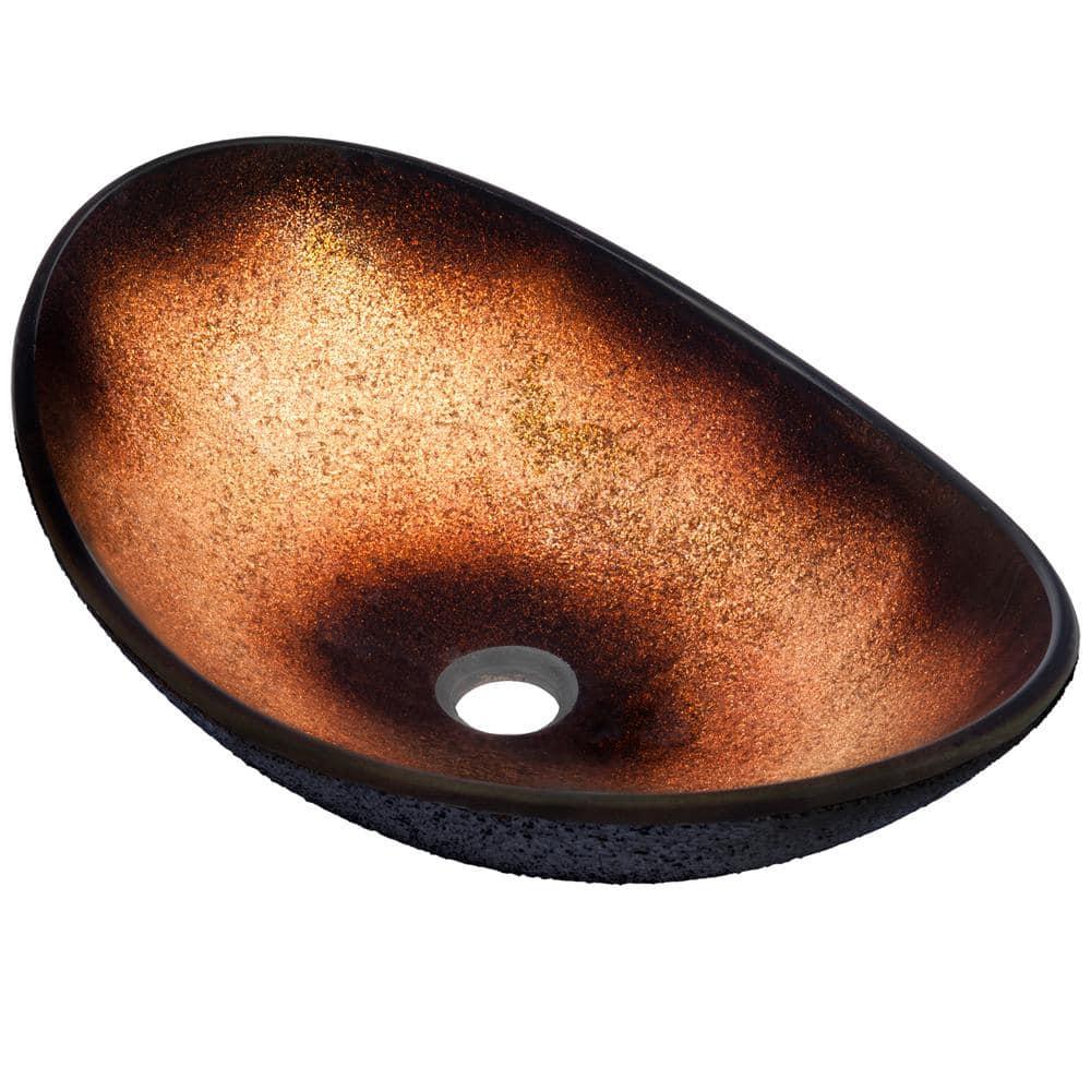 Novatto 15'' Black/Copper Glass Oval Bathroom Sink