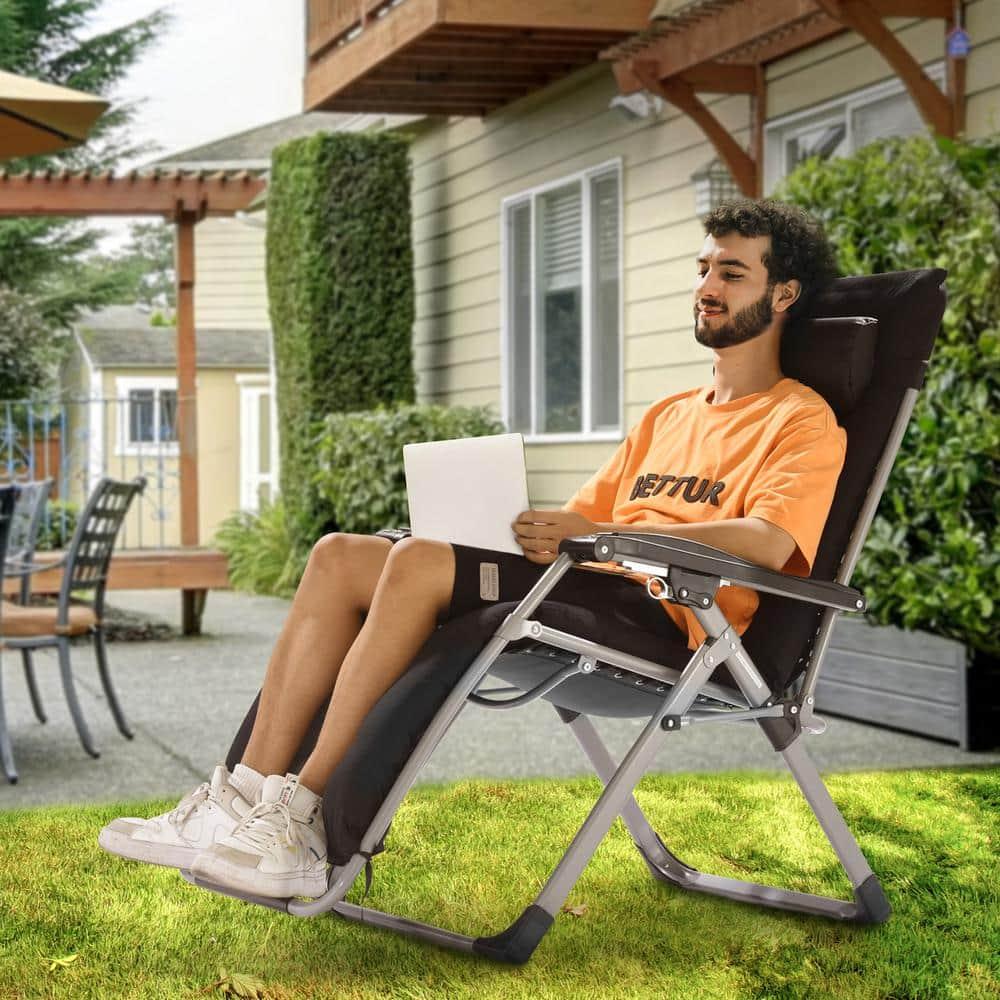 VEVOR 26" Zero Gravity Recliner Lounge Chair - Heavy-Duty Folding Indoor/Outdoor Lounger