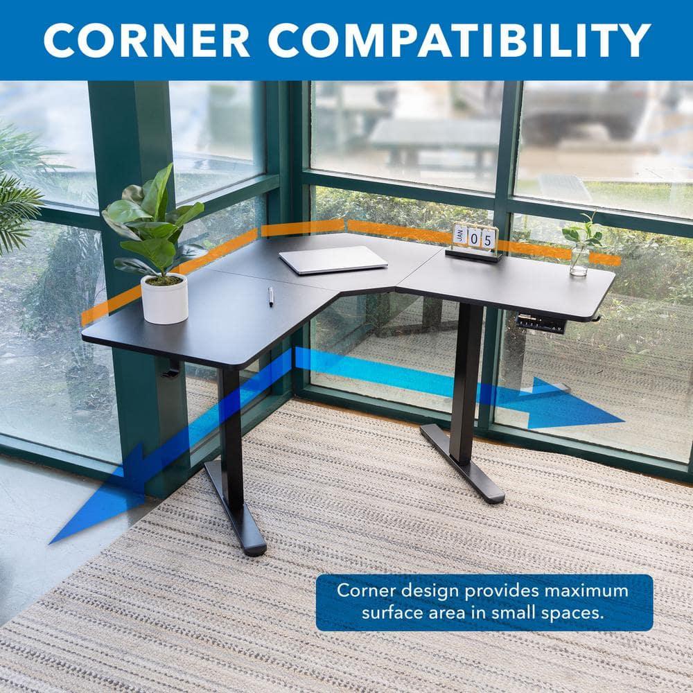Mount-It! Electric Height Adjustable Desk for Corners, Automatic Standing Desk with Smooth Ergonomic Height Adjustment from 28.3" to 47.2"