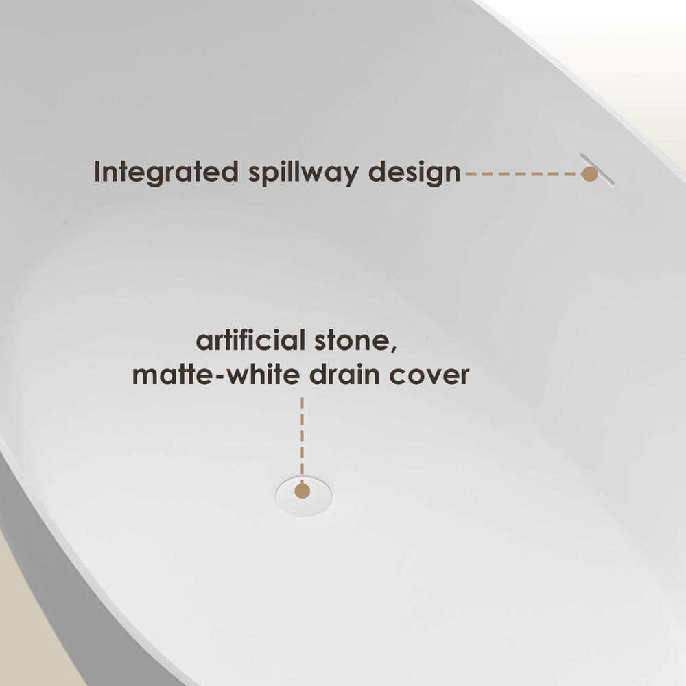 Giotto 59.1" x 30.7" Freestanding Soaking Stone Rein Bathtub