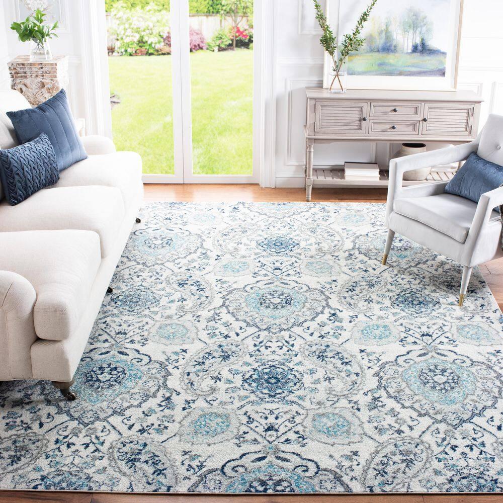 SAFAVIEH Madison Hope Floral Paisley Area Rug, Cream/Light Grey, 10' x 10' Square