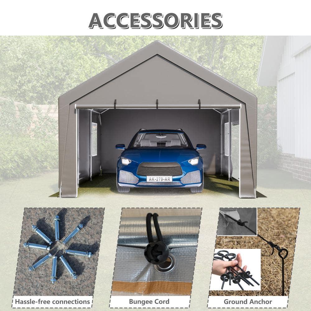 Thanaddo 13 Ft. W x 20 Ft. D Garage Heavy Duty Carport Portable Garage Storage Shed Canopy