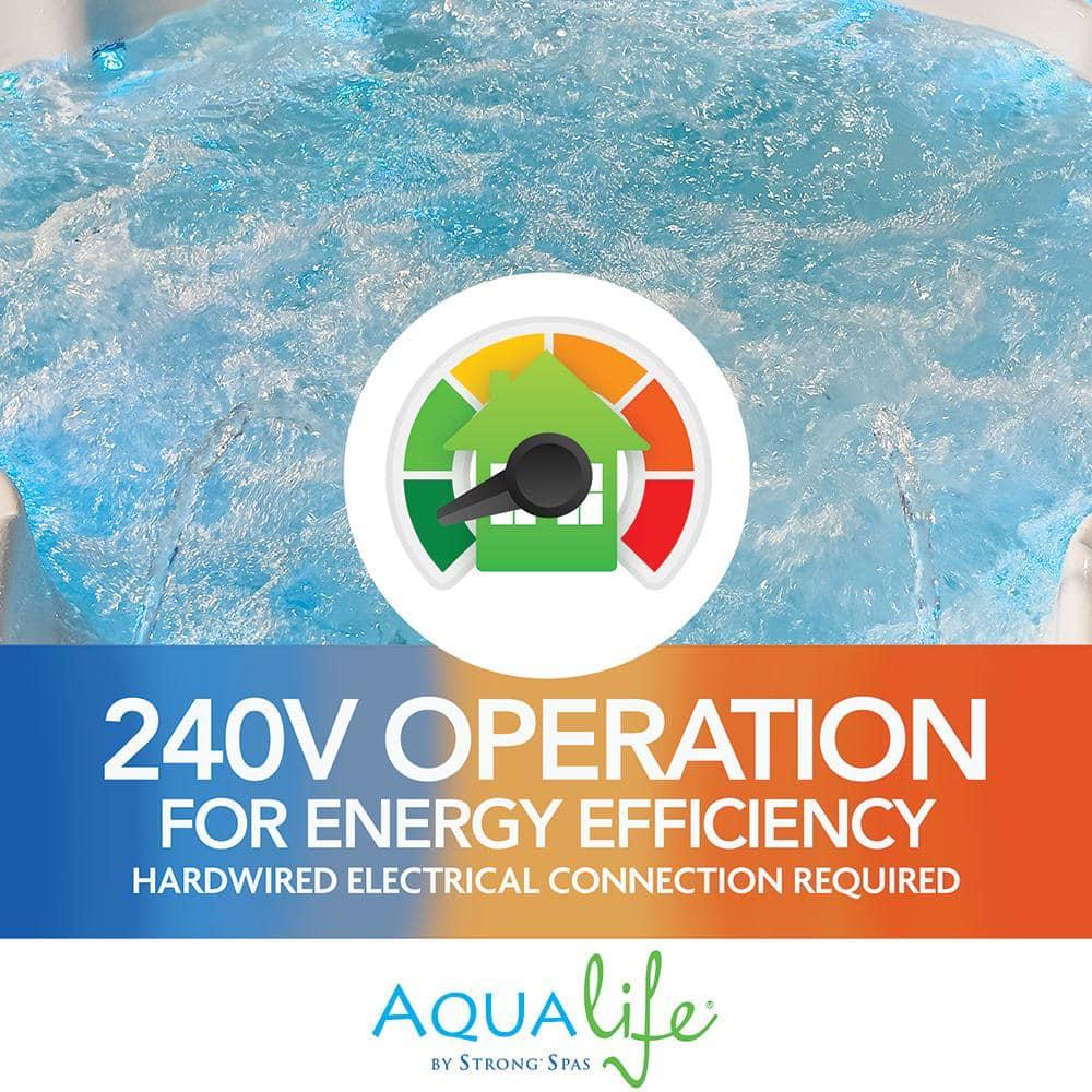 Amplified 6-Person 100-Jet Double-Lounger Hot Tub Spa with Bluetooth Stereo, 3 Pumps, LED Lighting, Stainless Steel Heater and Ozonator, Insulated Cover and Steps Included