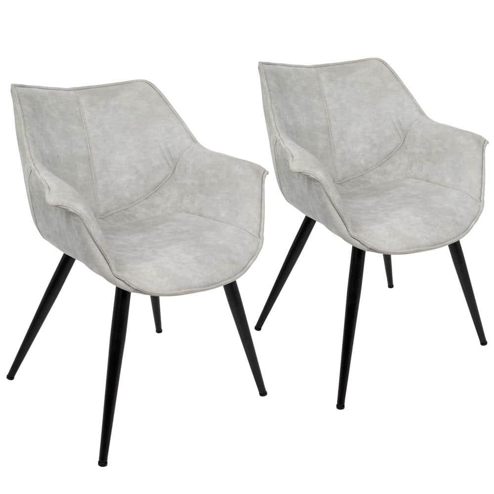 Set of 2 Wrangler Contemporary Accent Chair Light Gray - Lumisource: Suede-Like Upholstery, Metal Legs, Attached Cushions